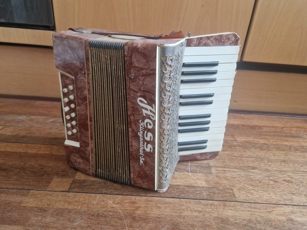 Antieke accordeon Hess Klingenthal, Overige merken, Gebruikt, Met riemen, Overige formaten