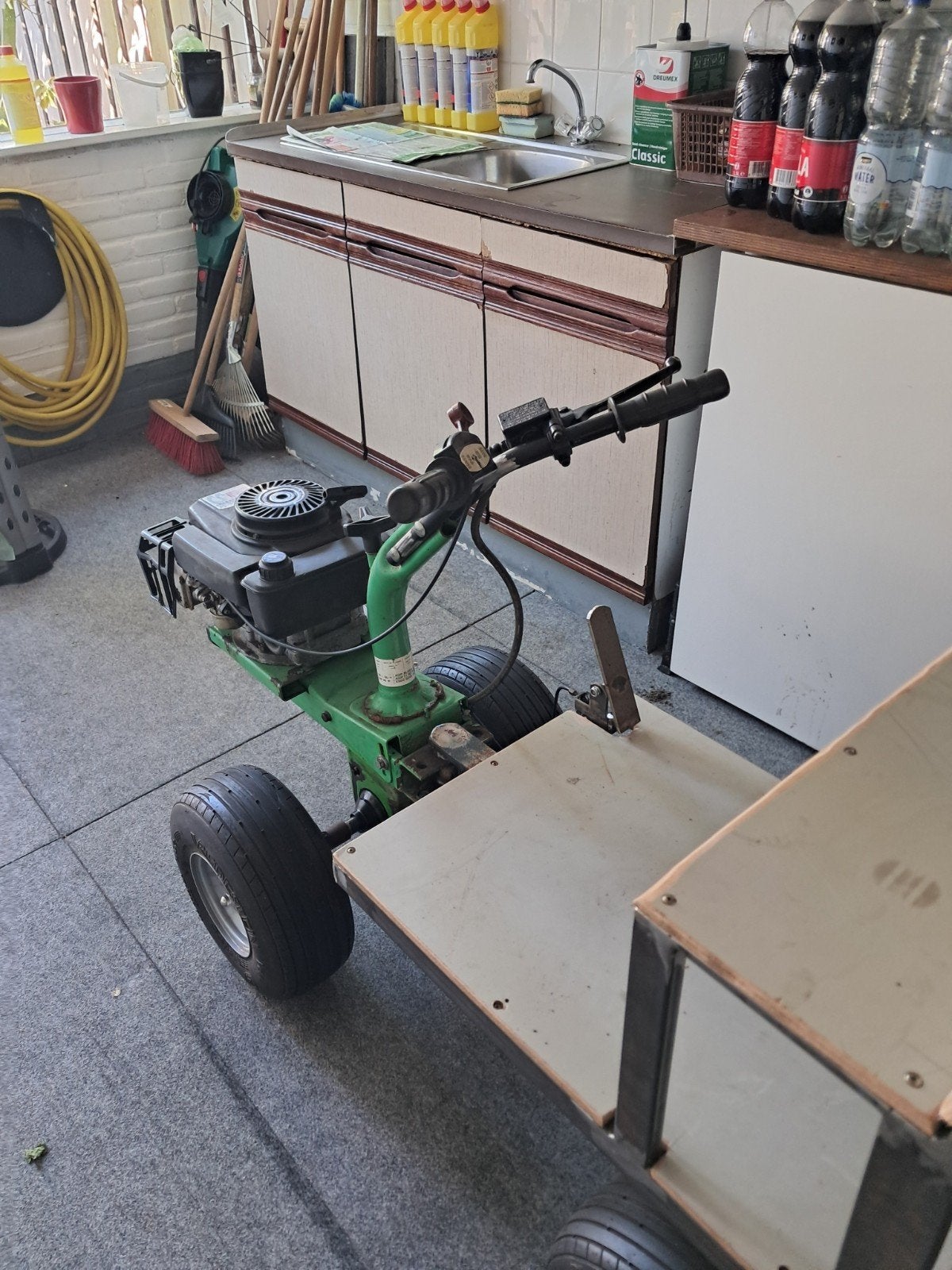 Zelfbouw trekkertje met Briggs & Stratton motor, Tuin en Terras, Ophalen, Cirkelmaaier, Gebruikt, Minder dan 30 cm