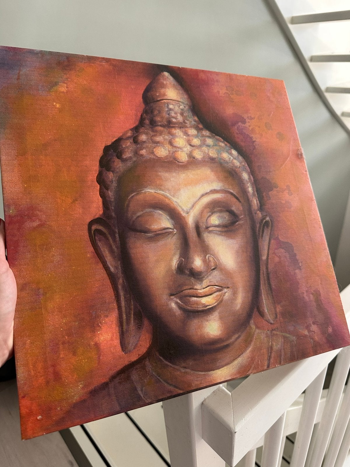 Boeddha schilderij op canvas - 40x40, Ophalen, Textiel, Zo goed als nieuw, Meerkleurig