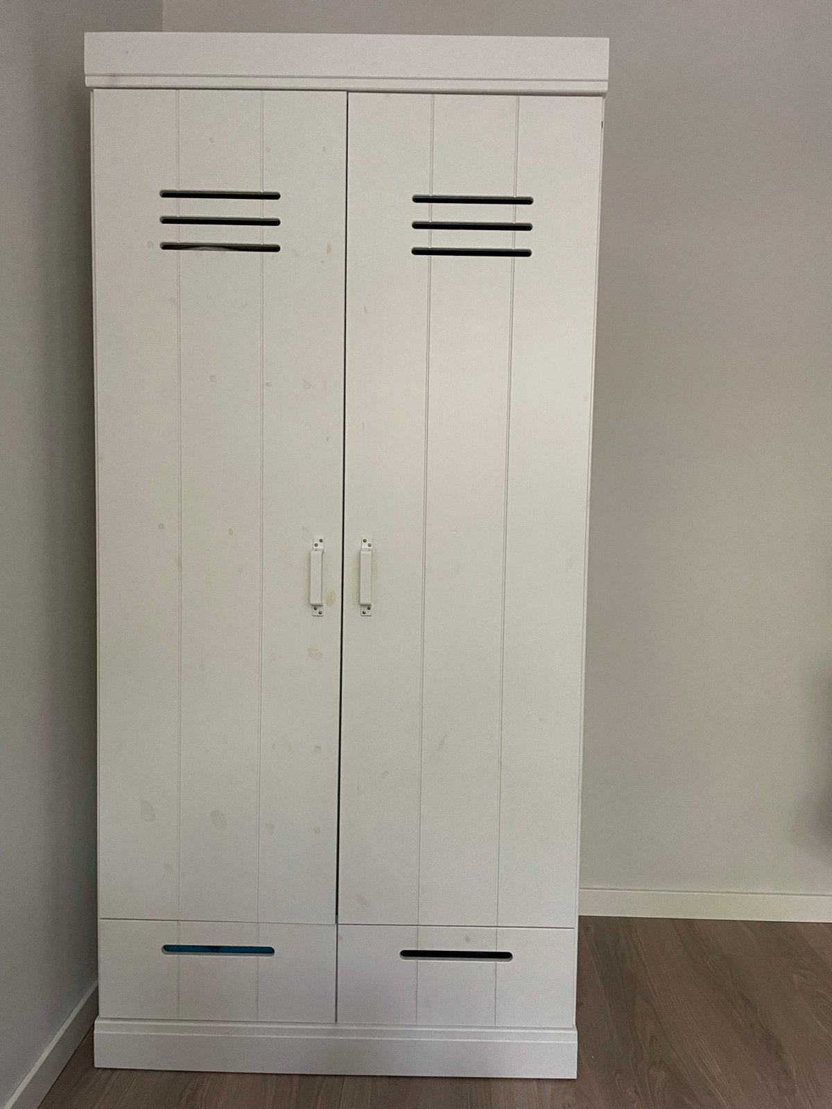 WOOOD Connect 2-deurs kledingkast met lockerdeuren en 2 lade, Ophalen, Gebruikt, 50 tot 100 cm, Met lade(s)