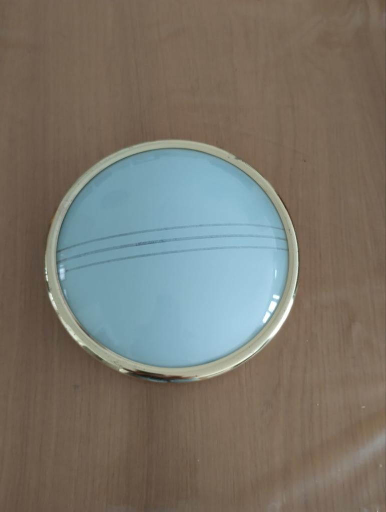 Vintage Plafondlamp met Gouden Rand, Huis en Inrichting, Lampen | Plafondlampen, Ophalen of Verzenden, Gebruikt, Glas, Vintage