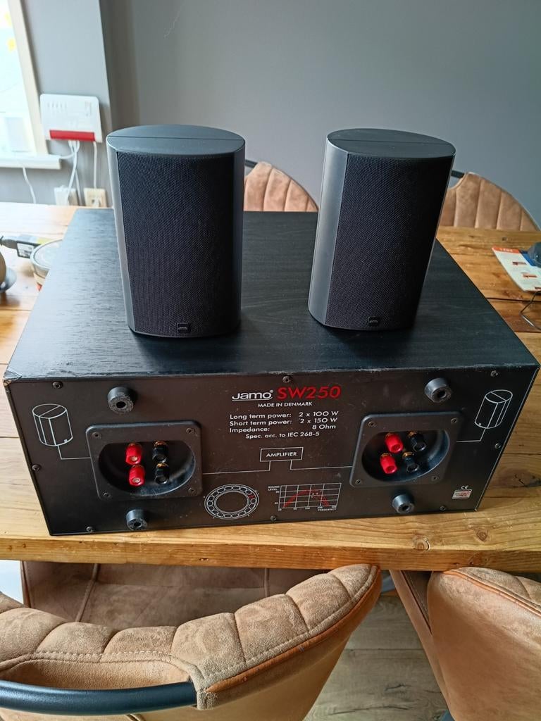 Jamo SW 250 subwoofer met satelliet boxen ., Audio, Tv en Foto, Luidsprekers, Ophalen, 120 watt of meer, Subwoofer, Jamo