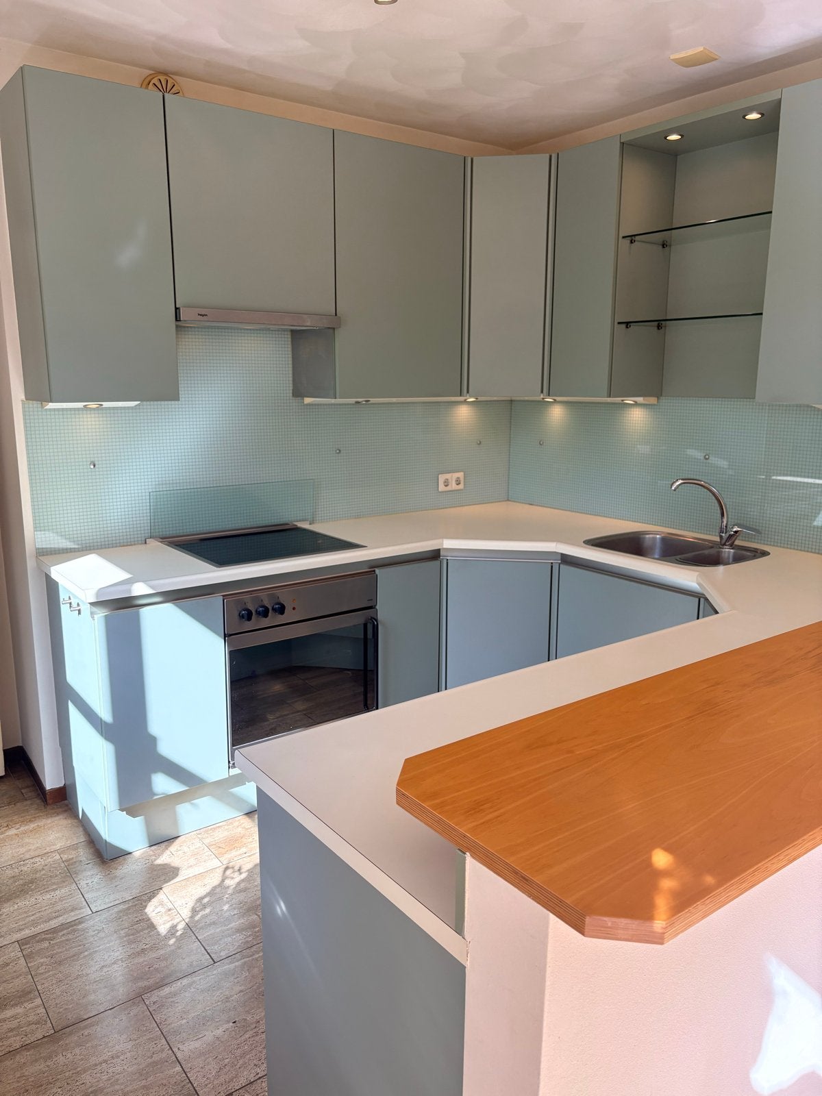 Siematic keuken (jade-groen) met apparatuur, Ophalen, Gebruikt, Hoekkeuken, Hout
