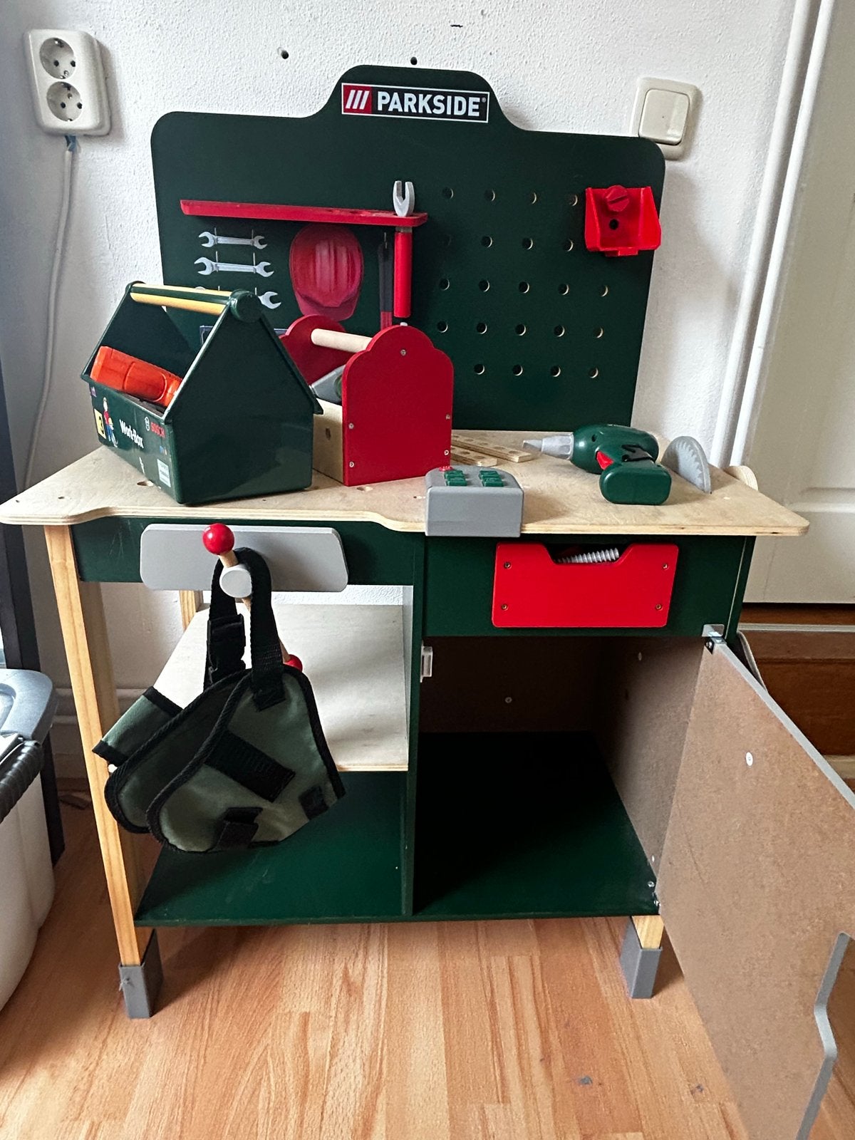Kindergereedschap Parkside Werkbank met Accessoires, Ophalen of Verzenden, Gebruikt, Bouwen, Met geluid