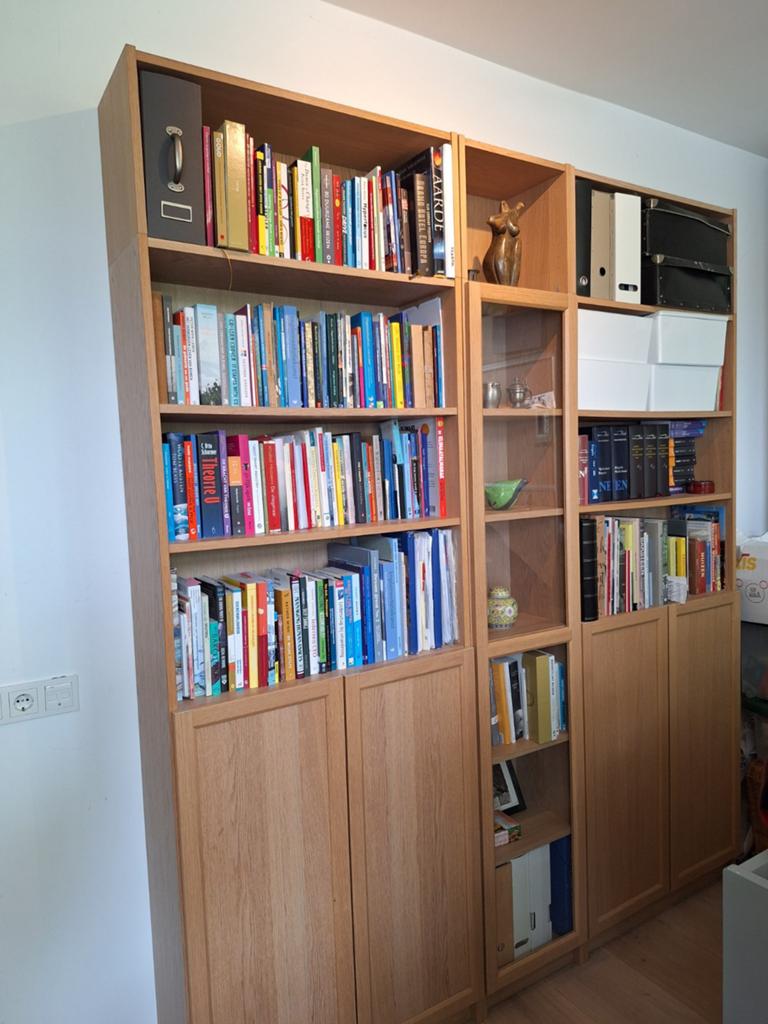 Mooie boekenkast, licht eiken, Huis en Inrichting, Kasten | Boekenkasten, Ophalen, 200 cm of meer, Zo goed als nieuw, 200 cm of meer