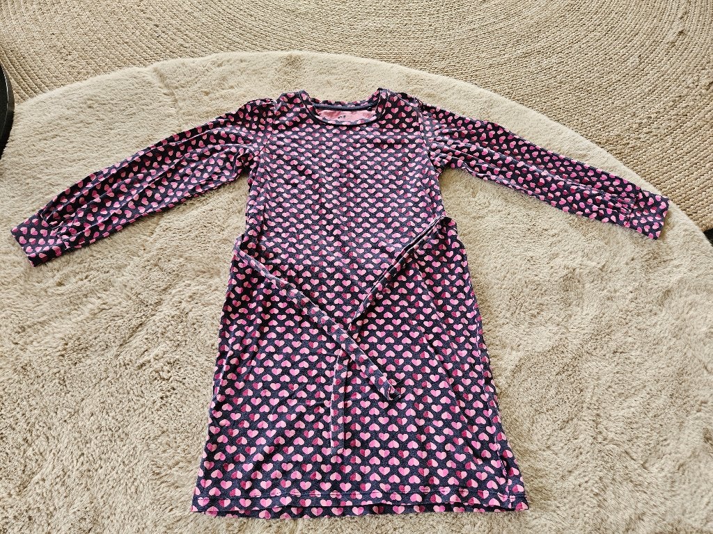 Blauw/roze jurk met hartjes van we fashion, maat 122-128, Kinderen en Baby's, Kinderkleding | Maat 122, Meisje, Ophalen of Verzenden
