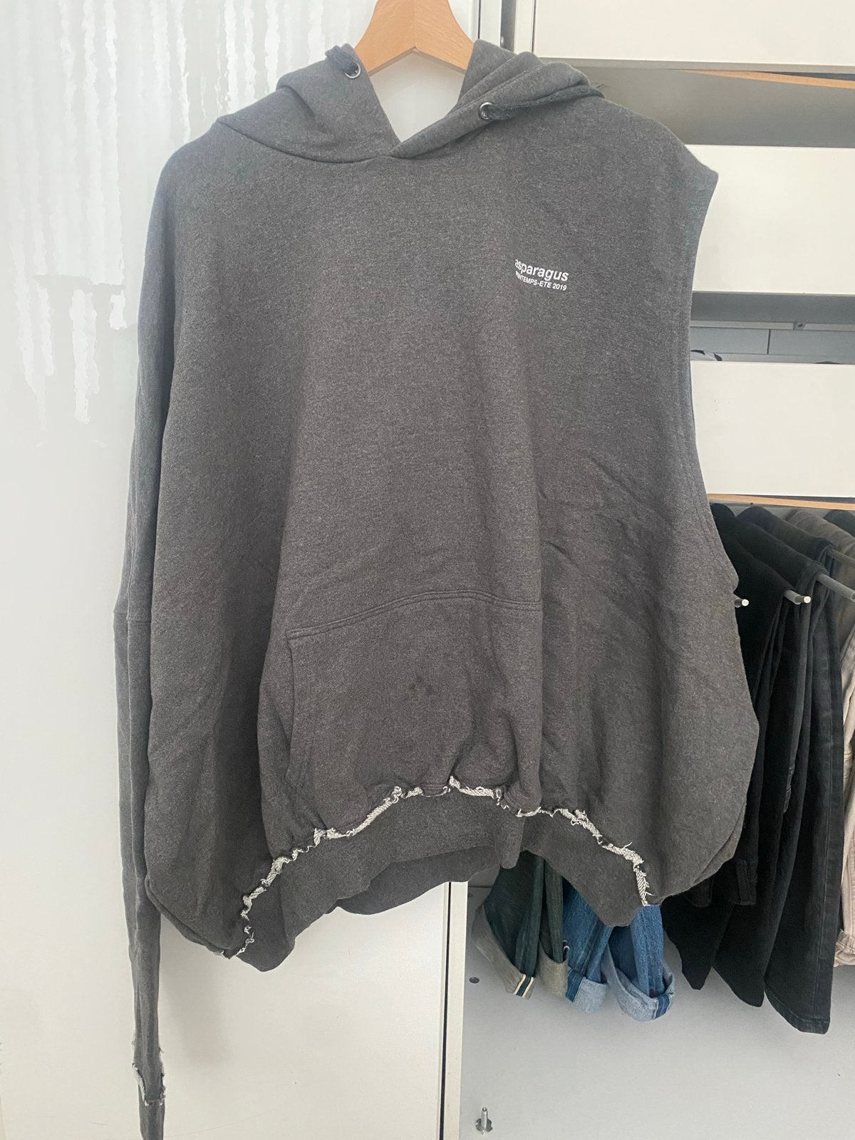Asparagus hoodie met print en mouwloze look, Ophalen of Verzenden, Gedragen, Grijs