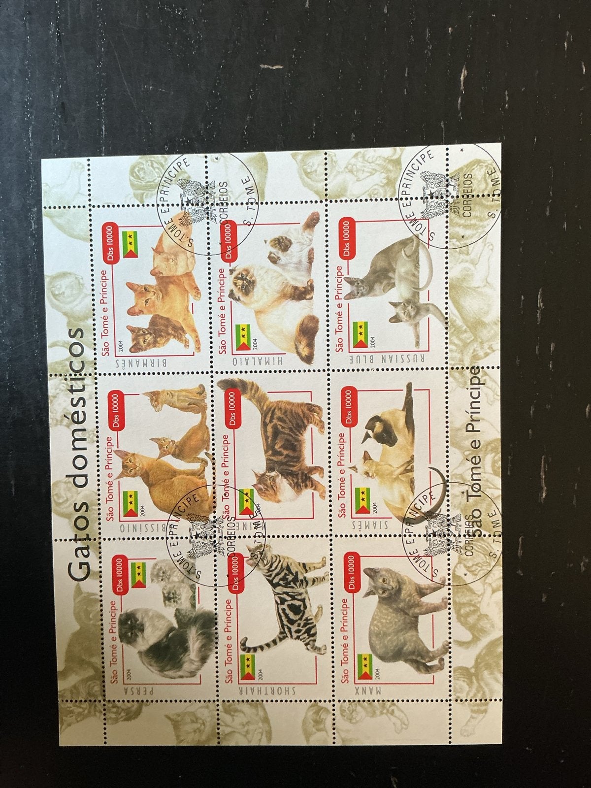 Postzegelvel São Tomé en Príncipe - Katten (2004), Ophalen of Verzenden, Overige landen, Gestempeld