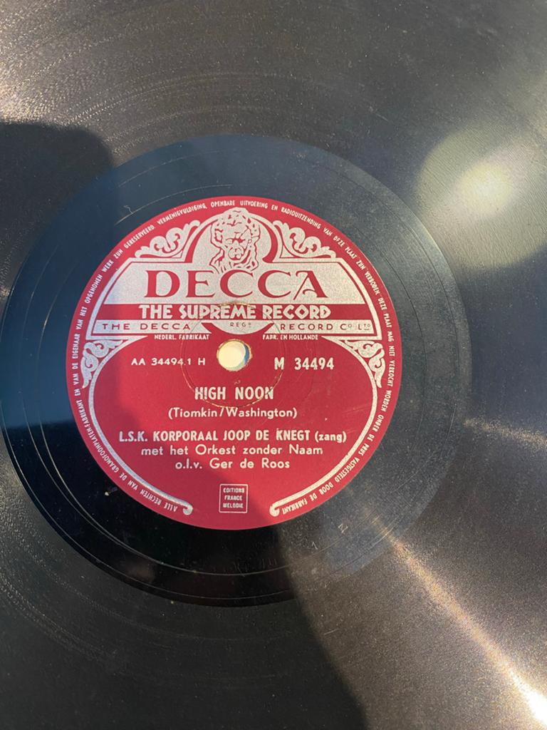Decca Bakeliet 78 toeren platen - High Noon / Ragtime Cowboy, Verzamelen, Ophalen of Verzenden, Zo goed als nieuw