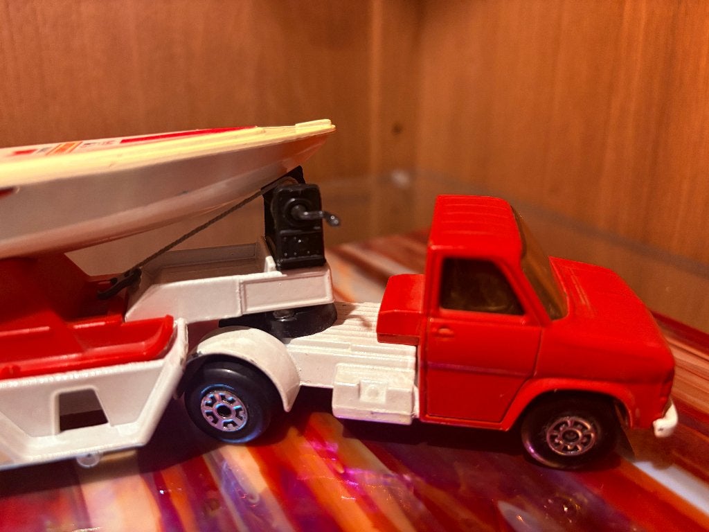 Matchbox Super Kings Ford A series met trailer en speedboot, Ophalen of Verzenden, Gebruikt, Bus of Vrachtwagen