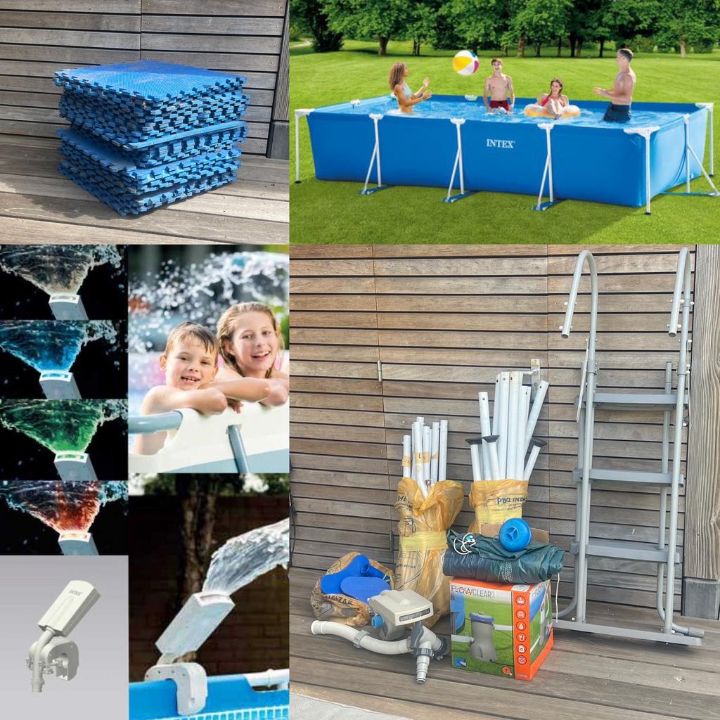 Zwembad 450x220 + Trap Pomp Fontein Hoes Tegels (excl liner), Ophalen, 200 tot 300 cm, 80 tot 120 cm, Rechthoekig