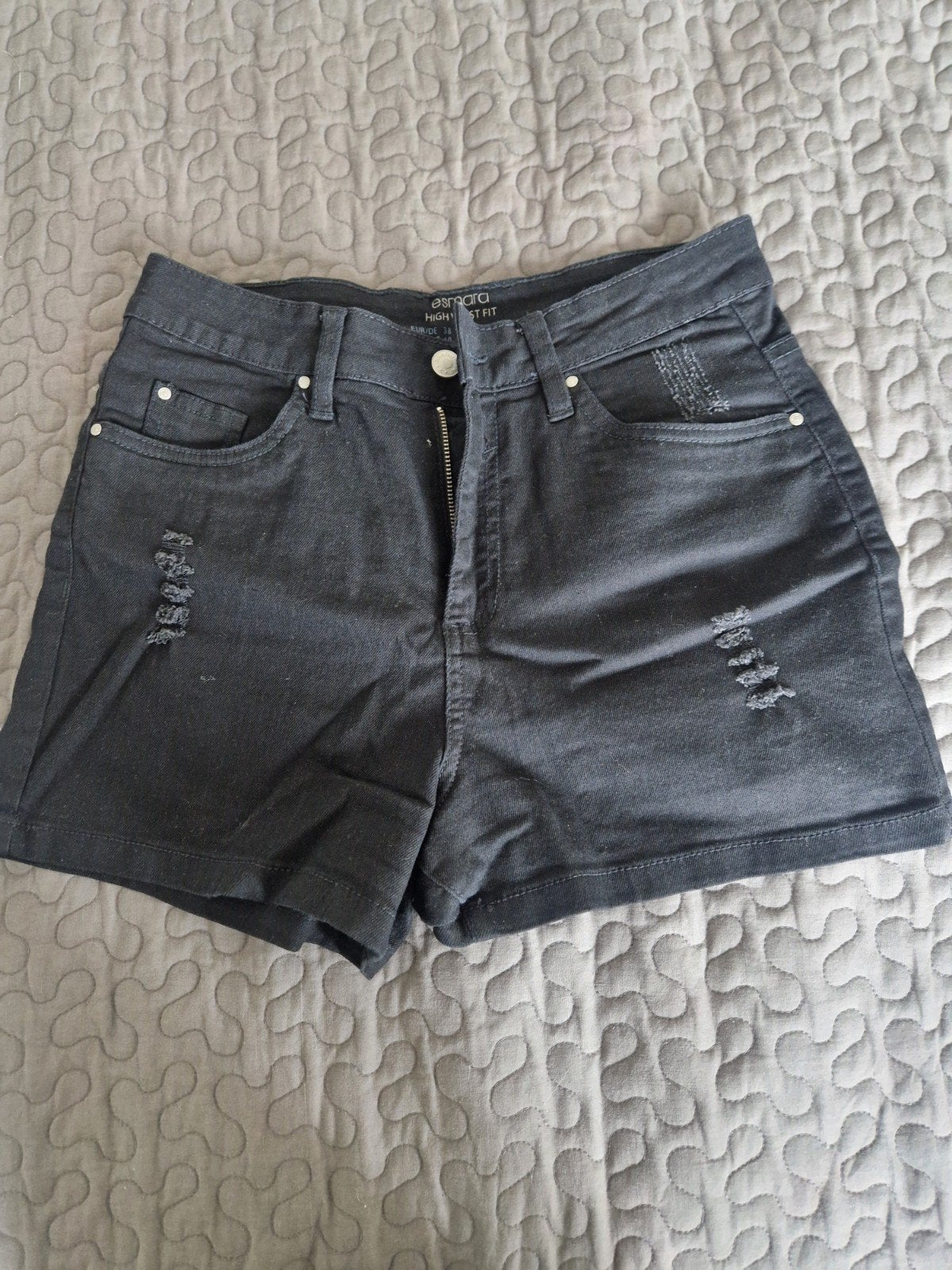 Zwarte Esmara high waist denim shorts dames maat 38, Maat 38/40 (M), Kort, Zwart, Zo goed als nieuw