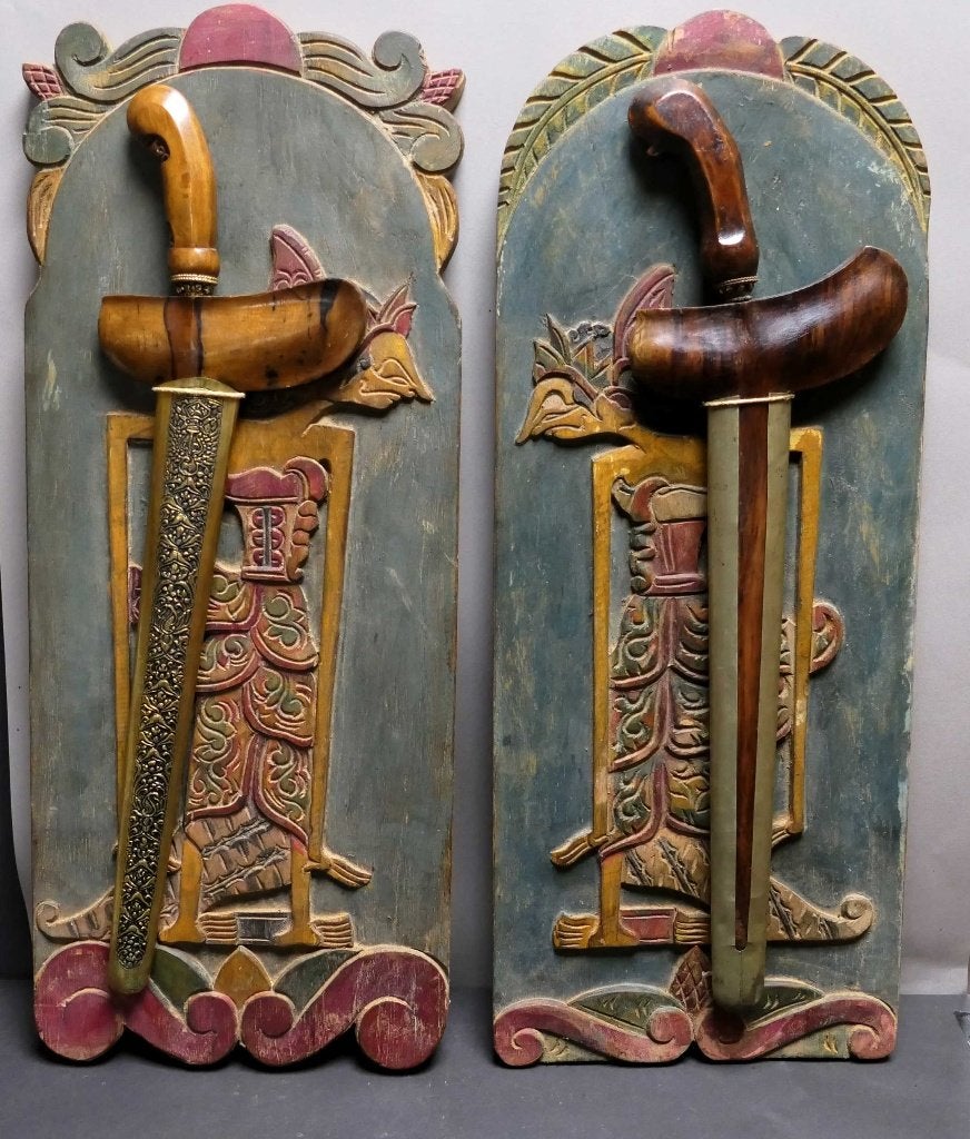 Keris houder Blawong Wayang BX3 hout kris beeld kunst Java, Ophalen of Verzenden