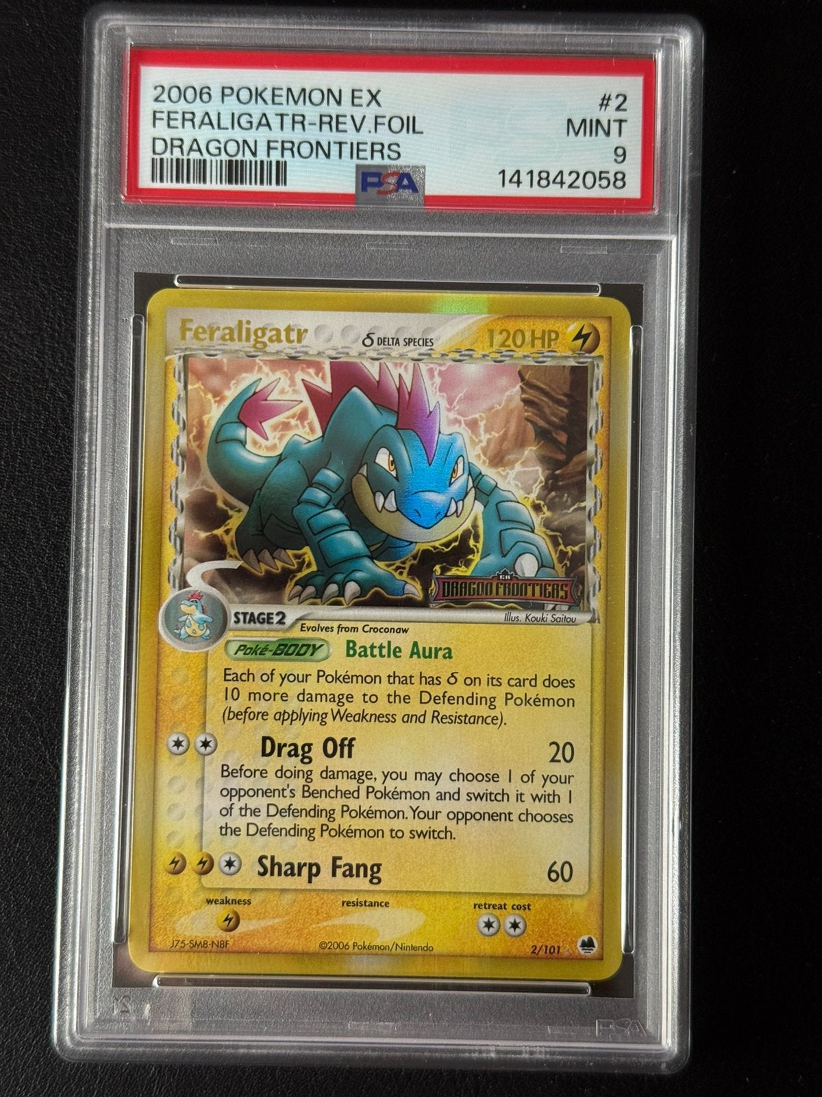Feraligatr ex Dragon Frontiers PSA 9, Hobby en Vrije tijd, Verzamelkaartspellen | Pokémon, Ophalen of Verzenden, Zo goed als nieuw