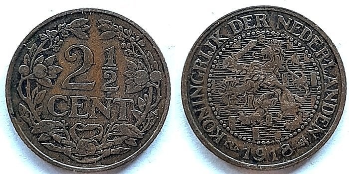 2 ½ cent 1918, Postzegels en Munten, Verzenden, Koningin Wilhelmina, Overige waardes