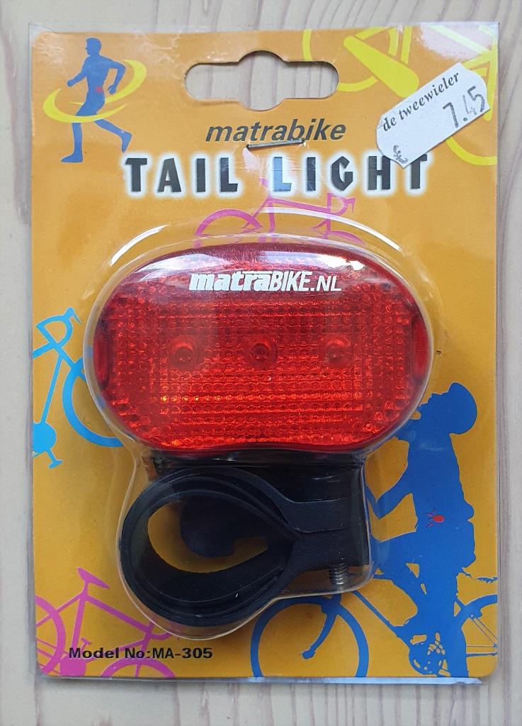 LED achterlicht voor fiets, van Matrabike, Waterbestendig, Batterij, Verzenden, Achterlicht