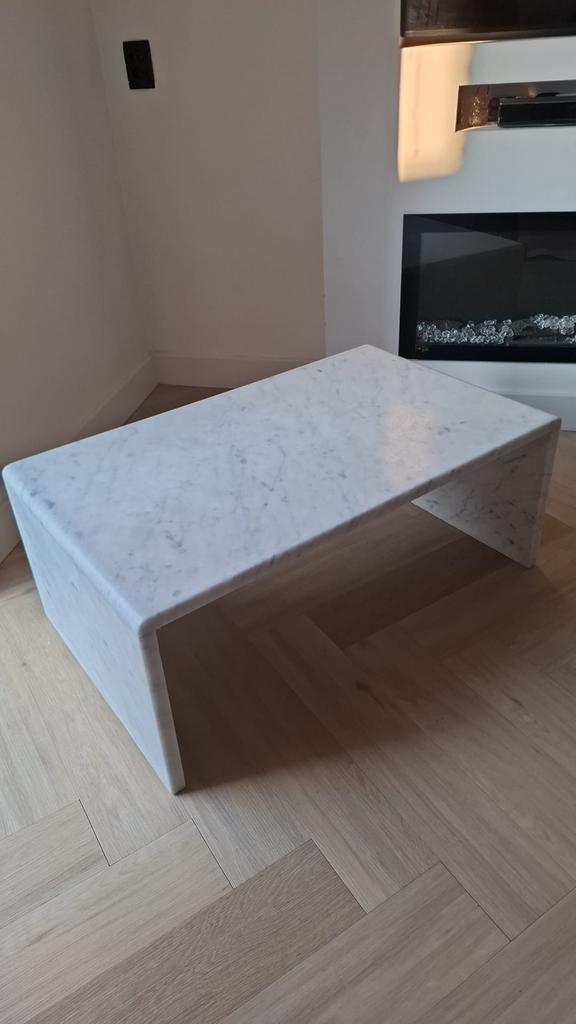Carrara marmeren design salontafel (vintage), Overige materialen, Zo goed als nieuw, Minder dan 50 cm, Rechthoekig