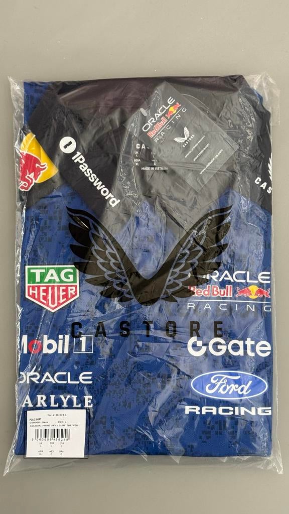 Red Bull Racing Polo Maat L, Ophalen of Verzenden, Nieuw, Maat 52/54 (L), Blauw