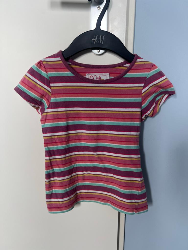 Kleurrijk gestreept T-shirt Young Dimension maat 104-110, Ophalen of Verzenden, Gebruikt, Meisje, Shirt of Longsleeve