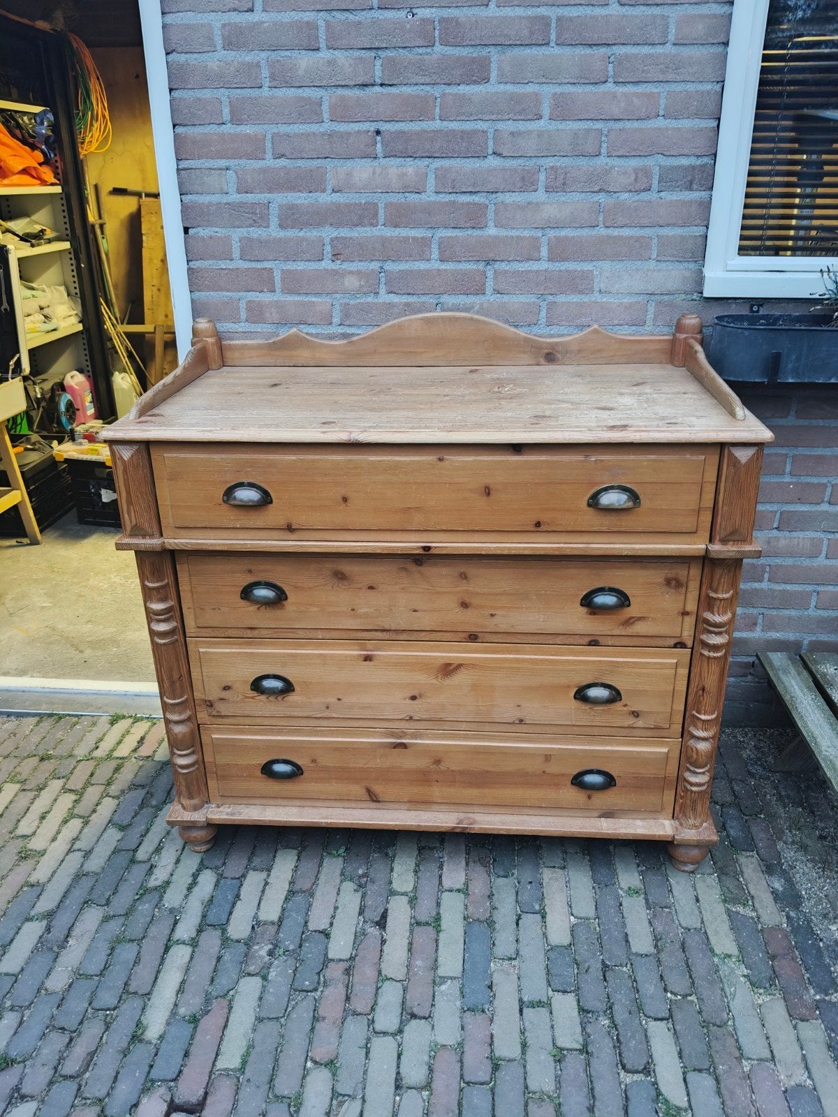 Commode met 4 laden en extra plank - Opknappertje, Gebruikt, 3 of 4 laden, Minder dan 100 cm, Grenenhout