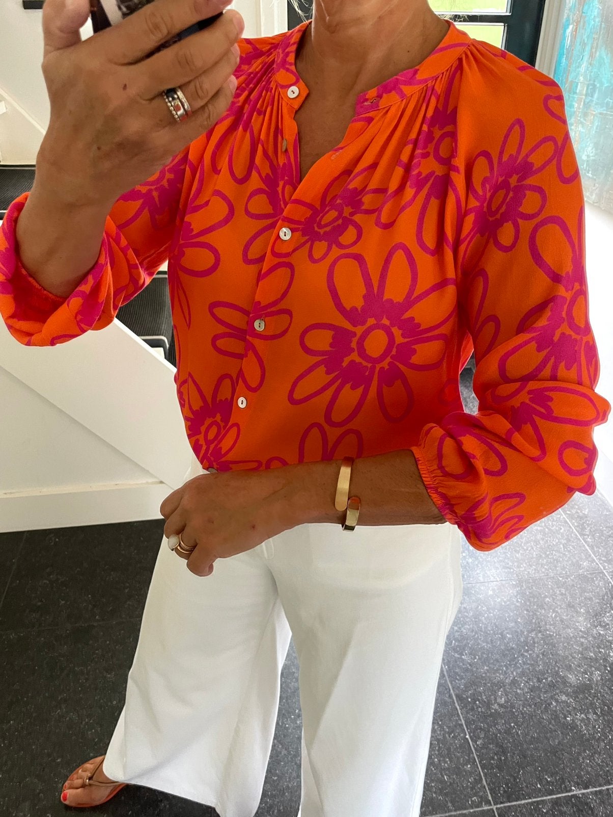 FRNCH Connection, super leuke blouse, geweldige kleuren,S/M, Kleding | Dames, Ophalen of Verzenden, Zo goed als nieuw, Maat 38/40 (M)