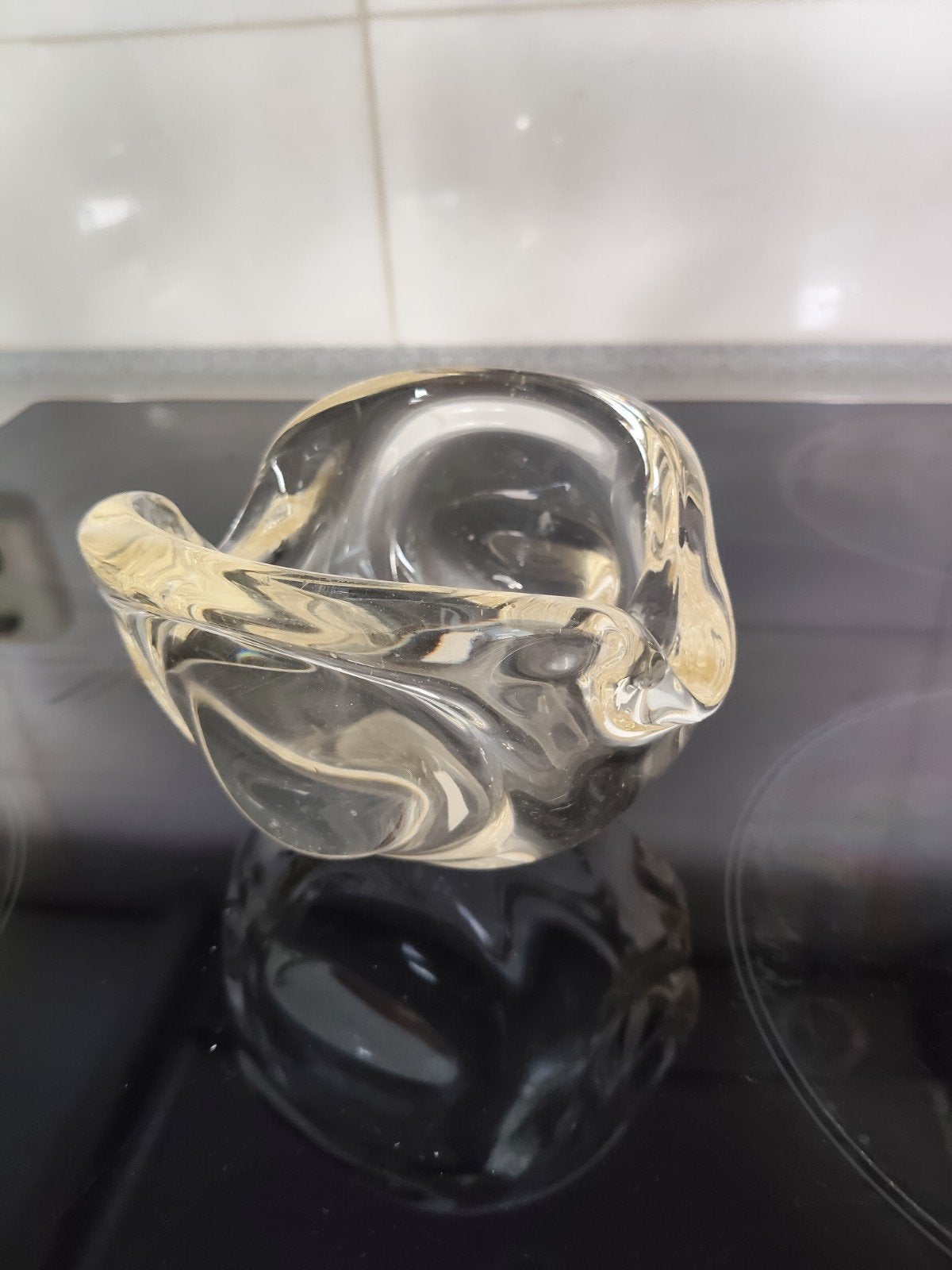 Glazen asbak in hartvorm - Vintage design, Antiek en Kunst, Antiek | Glas en Kristal, Ophalen of Verzenden