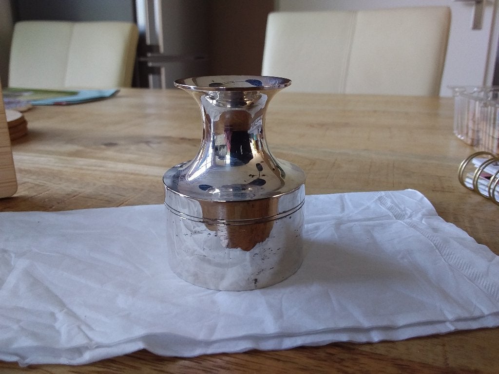 Zilverkleurige vaas/potje - Uitstekende staat, Ophalen of Verzenden