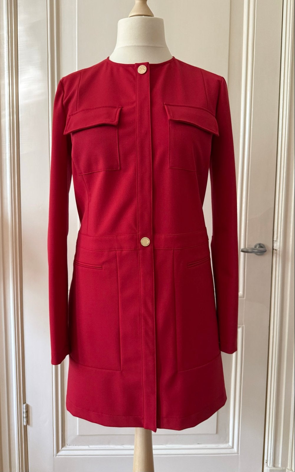 Patrizia Pepe rode robe-manteau/manteljurk, blazer, mt 40-42, Maat 42/44 (L), Nieuw, Ophalen of Verzenden, Boven de knie