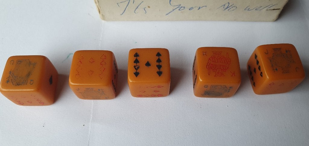 Bakeliet Amerikaans gokstenen pokerdobbelstenen Vintage 1940, Ophalen of Verzenden