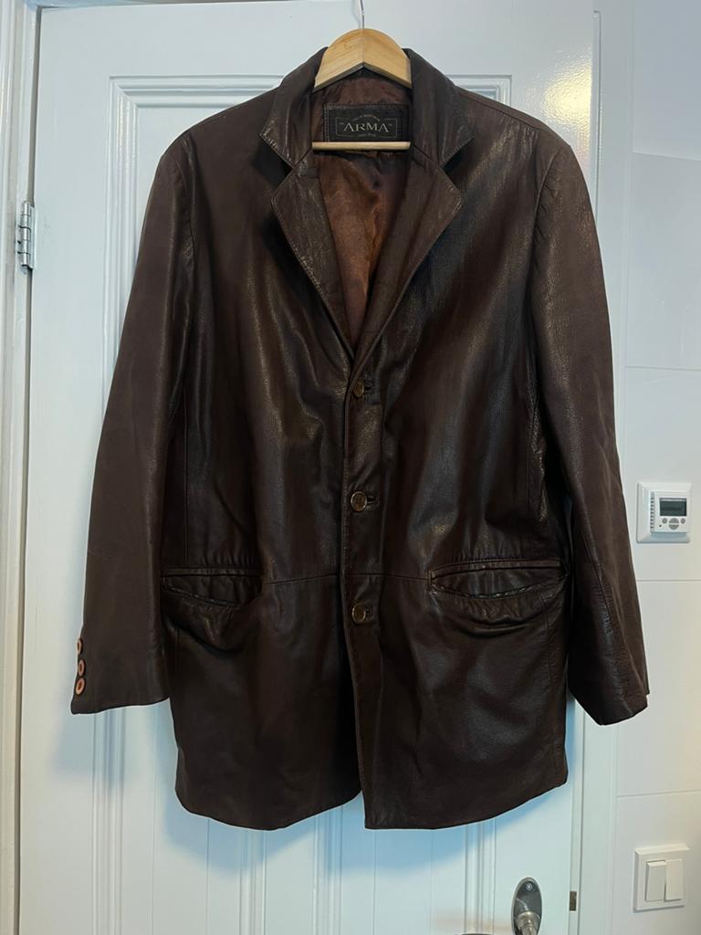 Leren jas blazer, Ophalen of Verzenden, Gedragen, Maat 42/44 (L), Bruin