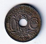 10  cent  .1938 . Frankrijk. km. 889.1  ( 0,40 euro ), Ophalen of Verzenden, Frankrijk, Losse munt