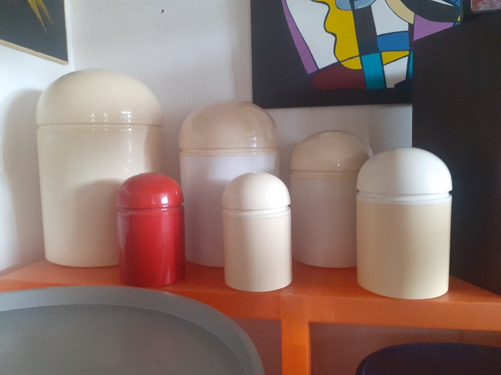 6 containers Anna Castelli Kartell design jaren 70 retro, Kunststof, Gebruikt, Pot, Bus of Blik, ?