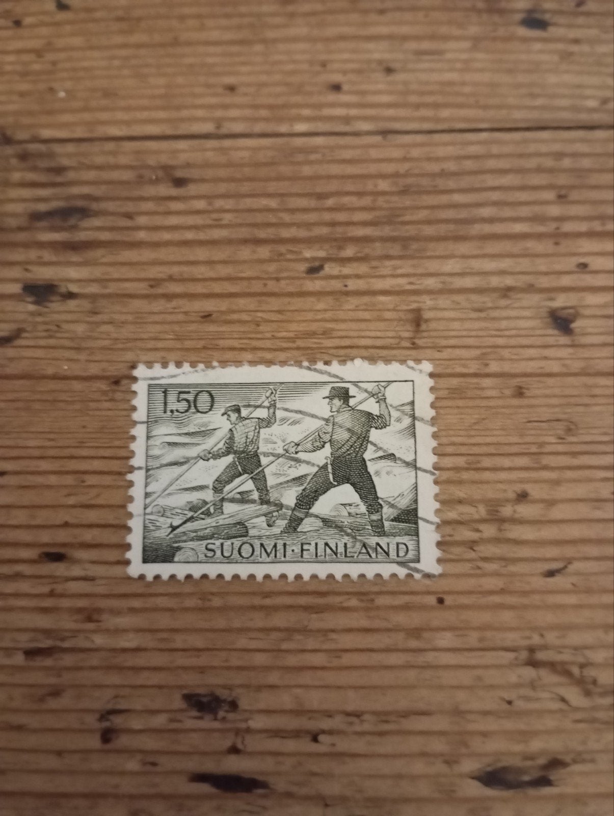 Vintage 1963 Bosbouw kotters Finland Postzegel, Ophalen of Verzenden, Finland