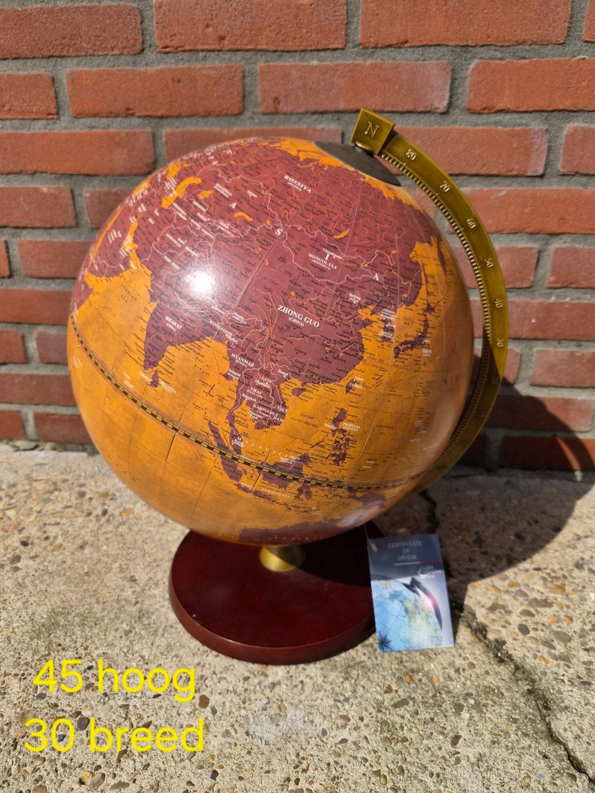 Prachtige okergele wereldbol NIEUW - Zoffoli Geographica, Ophalen of Verzenden, Nieuw