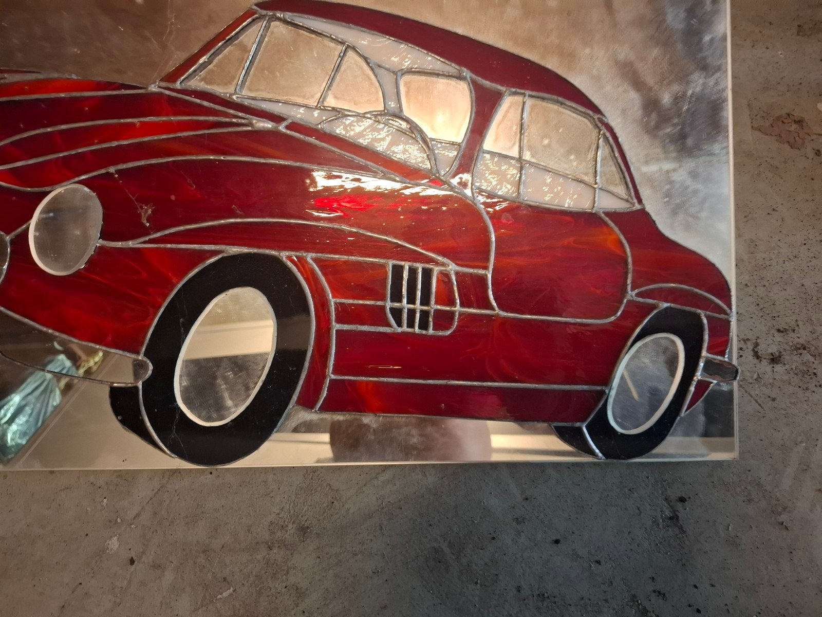 Tiffany glas-in-lood Mercedes 190 SL 1956, Ophalen of Verzenden