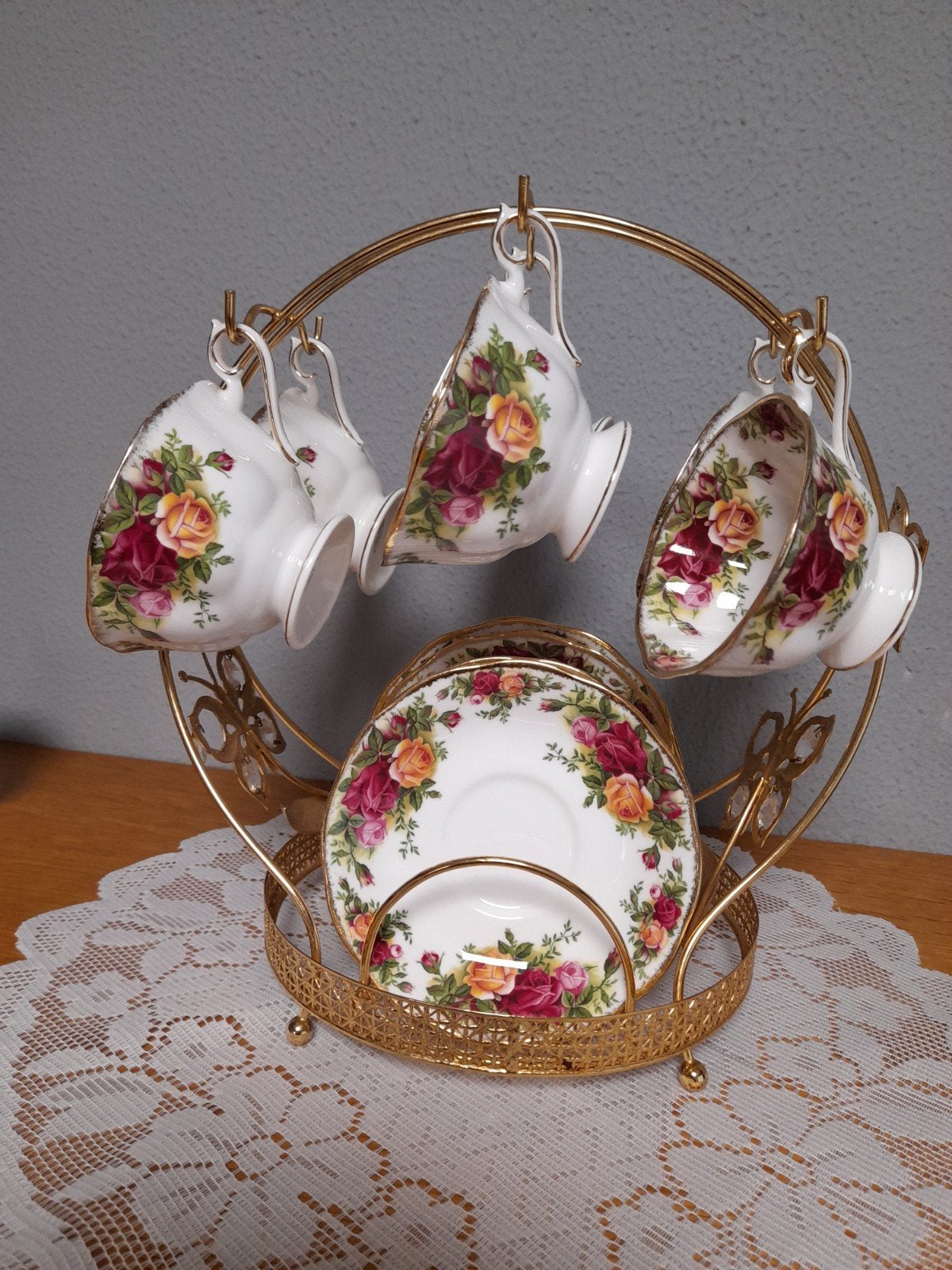 Royal albert old country rose avon thee kopjes 25.00 p.s, Antiek en Kunst, Antiek | Servies compleet, Ophalen of Verzenden