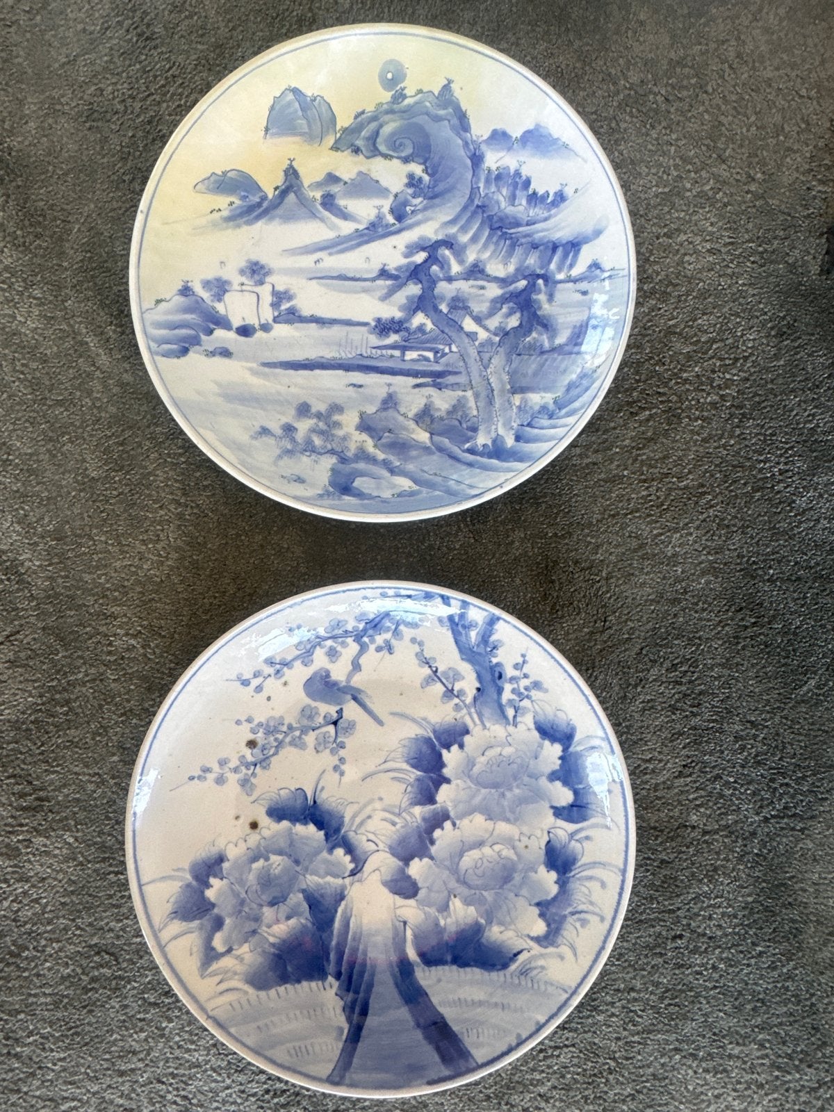 Antieke Chinese blauw-witte porseleinen borden (2), Ophalen
