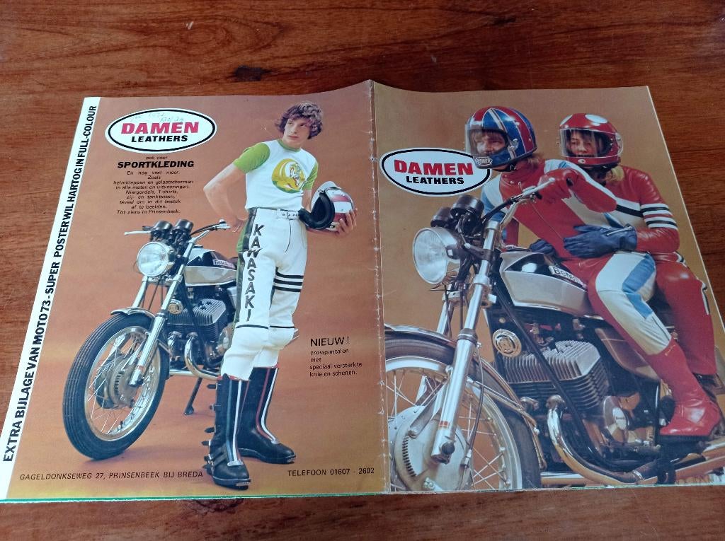 DAMEN leathers folder 1973 Benelli motor Wil Hartog TT, Ophalen of Verzenden, Overige merken