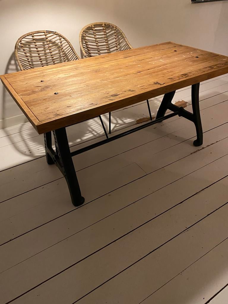 Houten Tafel 75x150 cm, Ophalen, Gebruikt, 100 tot 150 cm, Eikenhout