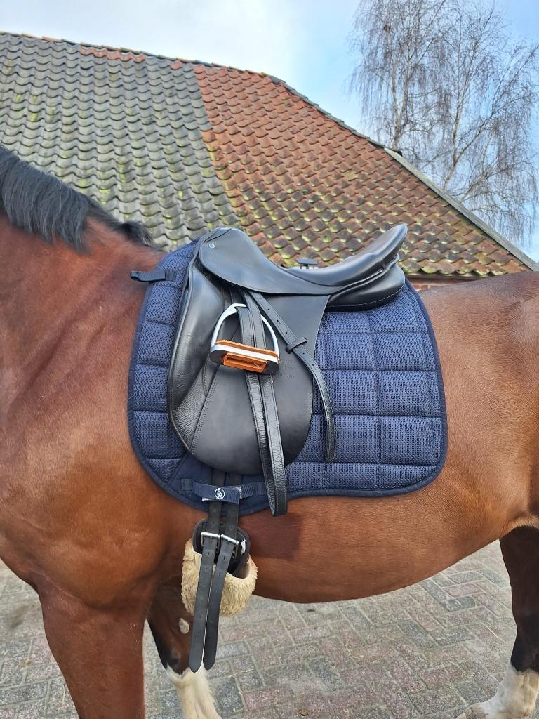 Zwart Stubben dressuurzadel met biomex zitting, Dieren en Toebehoren, Ophalen of Verzenden, Gebruikt, Dressuur