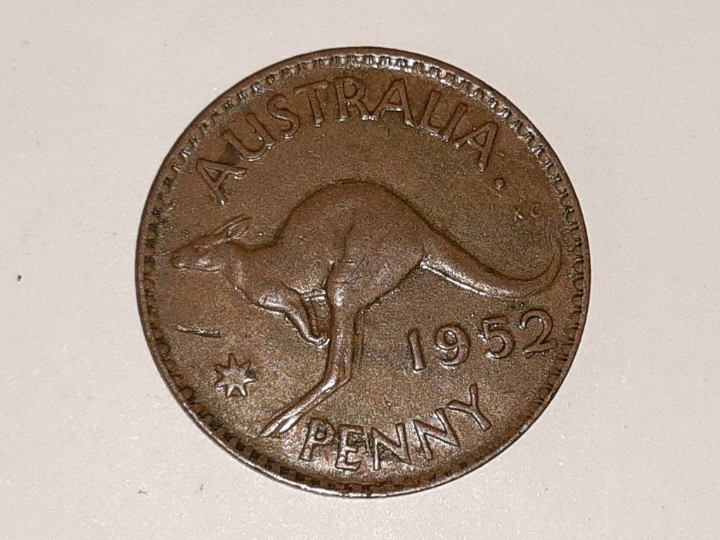 Australische Penny Munt met Kangaroo 1952, Ophalen of Verzenden, Losse munt