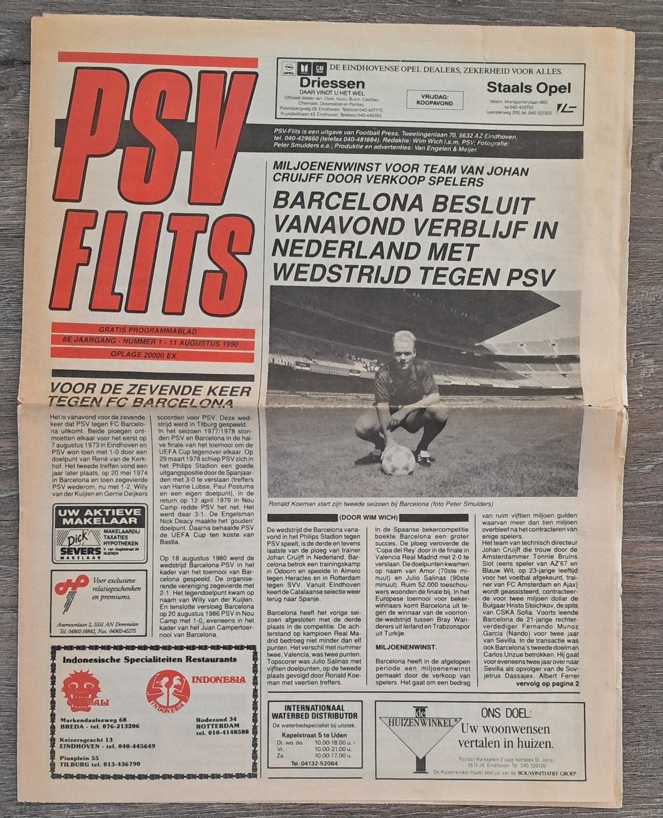 PSV Flits Programma 1990 - PSV vs FC Barcelona, Ophalen of Verzenden, Gebruikt, PSV, Boek of Tijdschrift