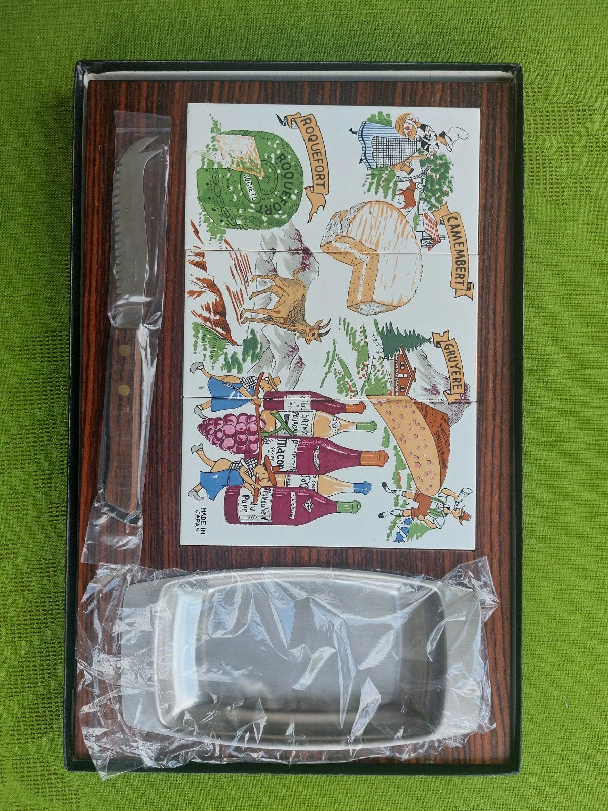 Kaasplank met mes en schaaltje - Vintage Japan, Hout, Snij-/serveerplank, Nieuw, Ophalen of Verzenden