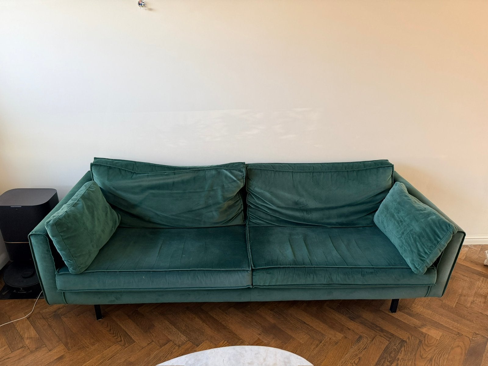 Sissy boy bank groen - gratis - moet vandaag weg, Huis en Inrichting, Ophalen, Gebruikt, Driepersoons, Rechte bank