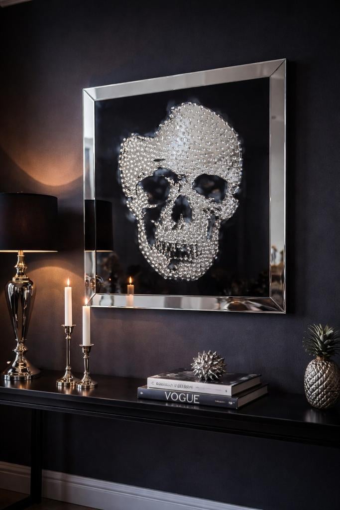 KARE Design skull wanddecoratie spiegel 100x100, Ophalen of Verzenden