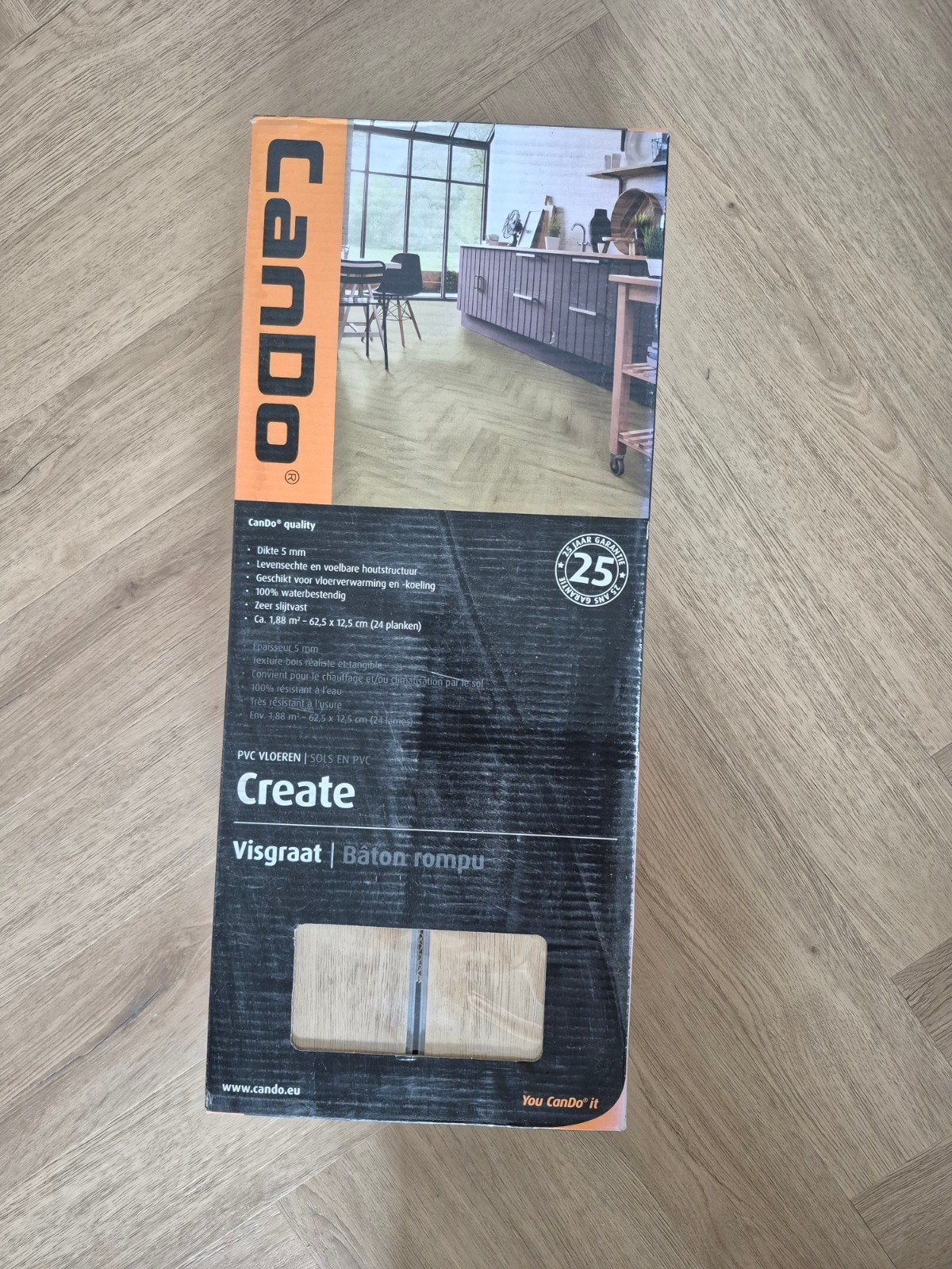 2 Dozen CanDo Visgraat PVC Vloer Create - Industrieel Eiken, Ophalen, Kunststof, 50 tot 150 cm, Nieuw