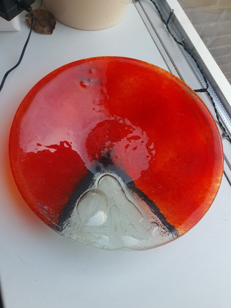 Aslanidou Kunstglas Schaal 25cm Rood Design Glas, Ophalen of Verzenden