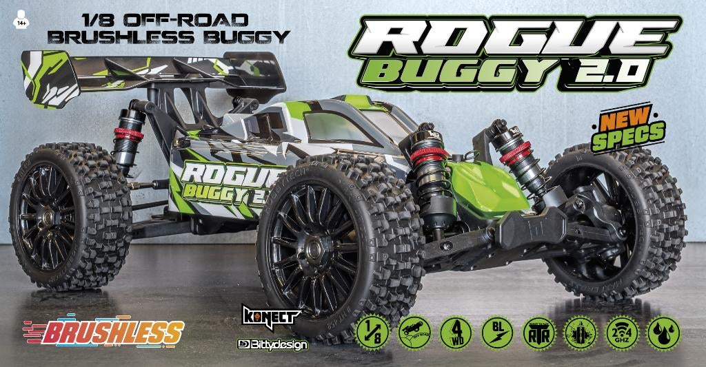 Hobbytech ROGUE 2.0 Brushless 1:8 Buggy Incl LiPo & Lader, Elektro, Auto offroad, Nieuw, Ophalen of Verzenden