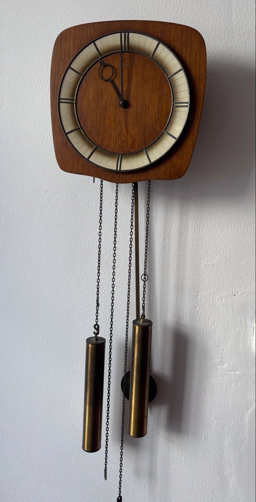 Vintage Urgos wandklok - Mid-century design met gong, Ophalen of Verzenden