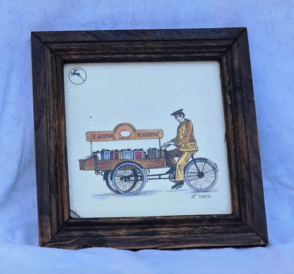 Antieke Vintage tegel fiets Gazelle, Ophalen of Verzenden